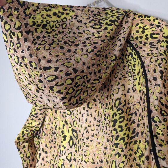 Elodie Tan Leopard Print Windbreaker Jacket Hooded Pockets Full Zip Size M - Picture 11 of 11